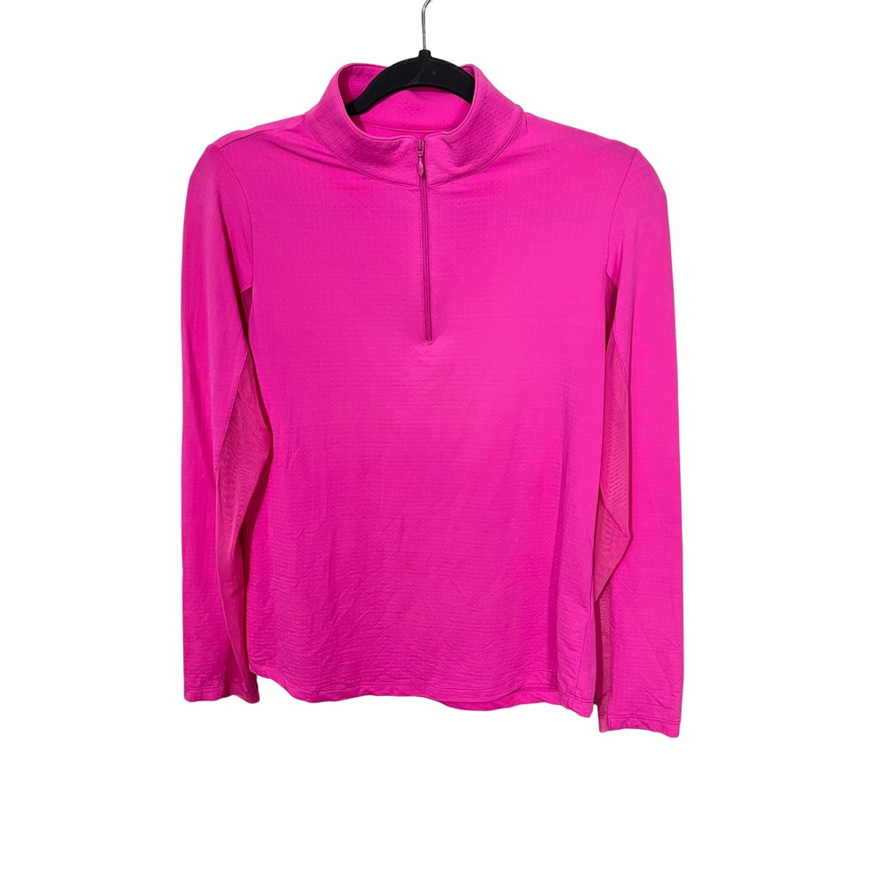 IBKUL 1/4 Zip Pullover Womens Small Pink Mesh Panel Long Sleeve Mock Neck Top - Picture 1 of 4